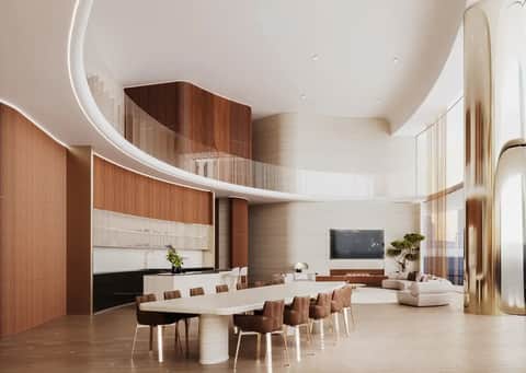 Mercedes-Benz Places | Binghatti — The Mercedes-Benz Uhlenhaut Coupé Penthouse Living & Dining Area - Display 2