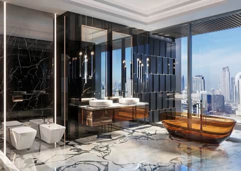 Burj Binghatti Jacob & Co Residences — The Fleur De Jardin Sky Mansion Private Bathroom